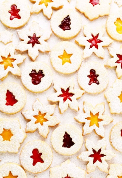 Linzer Cookies with Snowflake and Christmas Cut-Outs