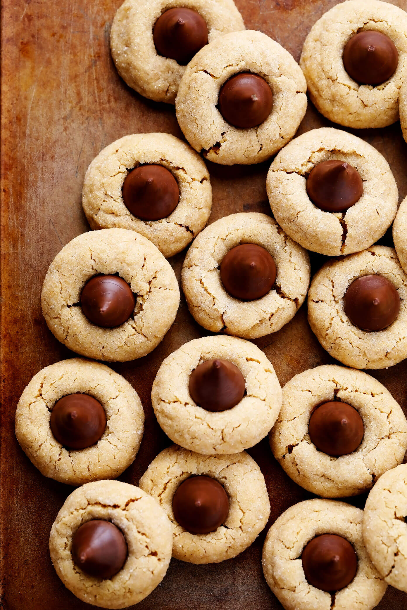 Peanut Butter Kiss Cookies on Baking Sheet