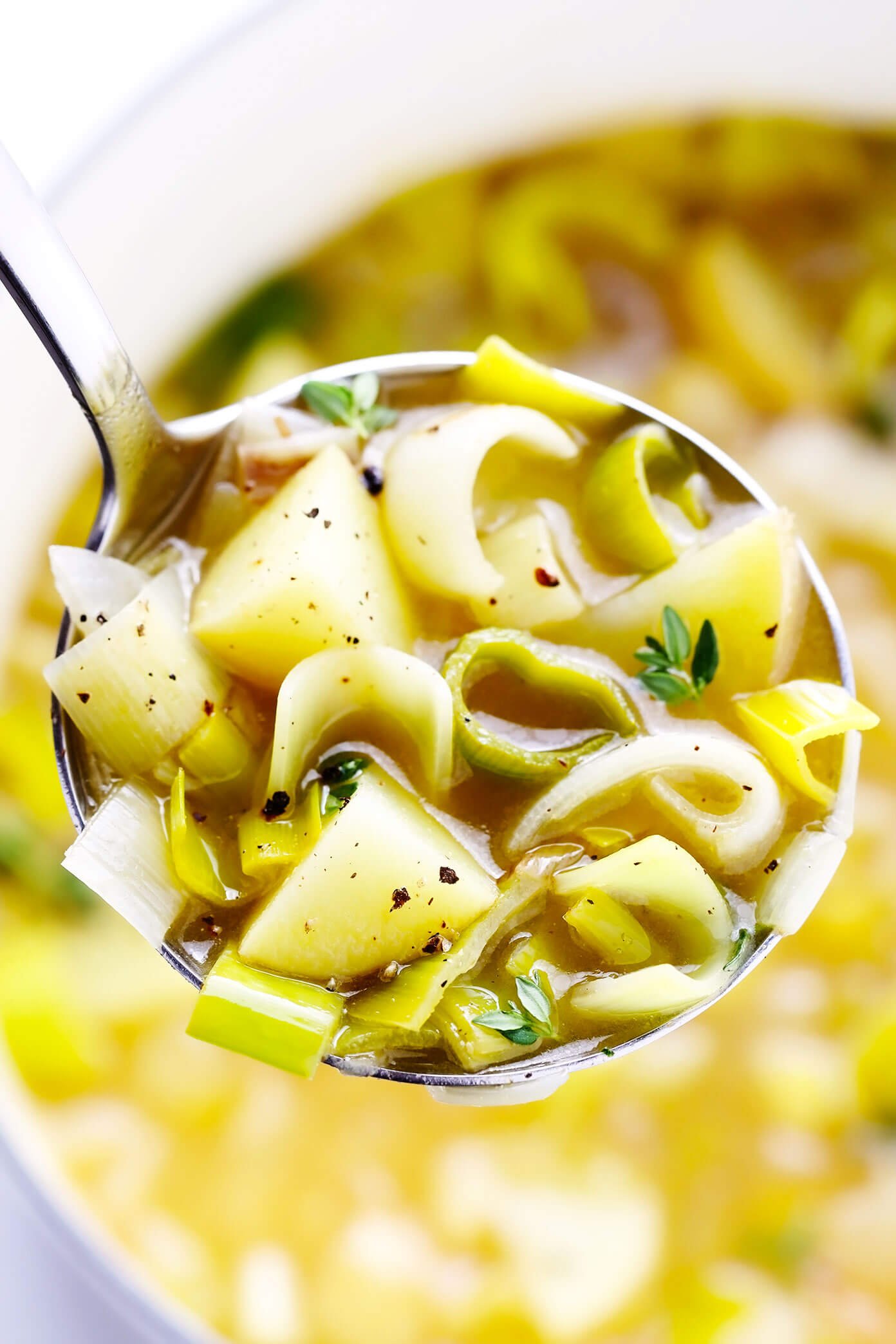 Ladle Full of Leek and Potato Soup