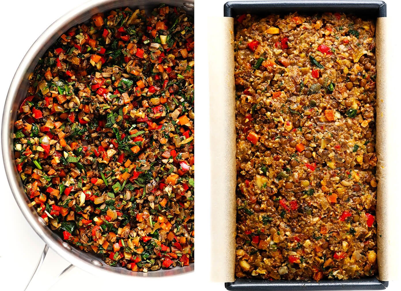 How To Make Nut Roast -- Sauteing the Veggies and Pressing Them Into a Bread Pan