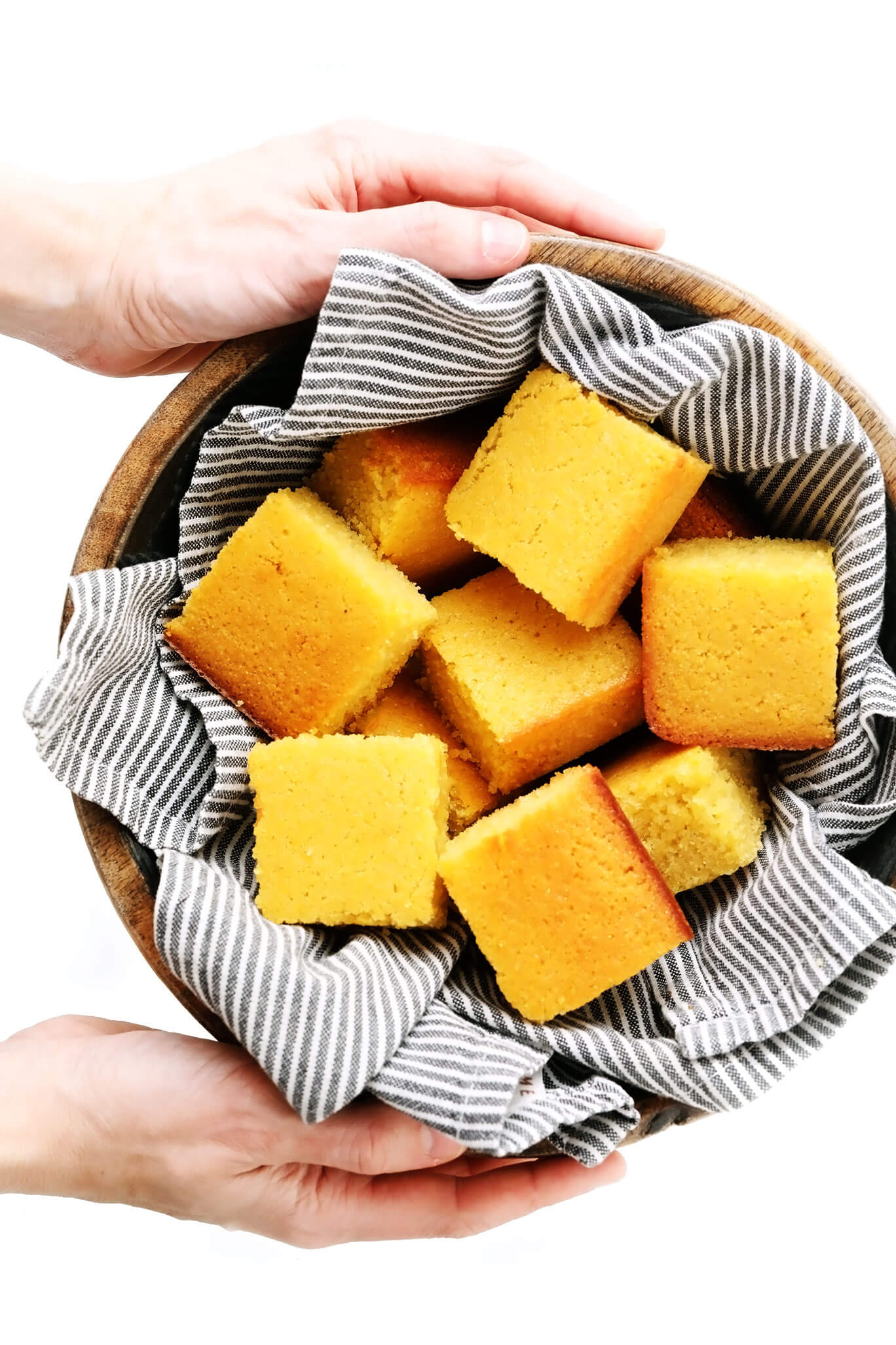 Bowl of Homemade Cornbread Squares