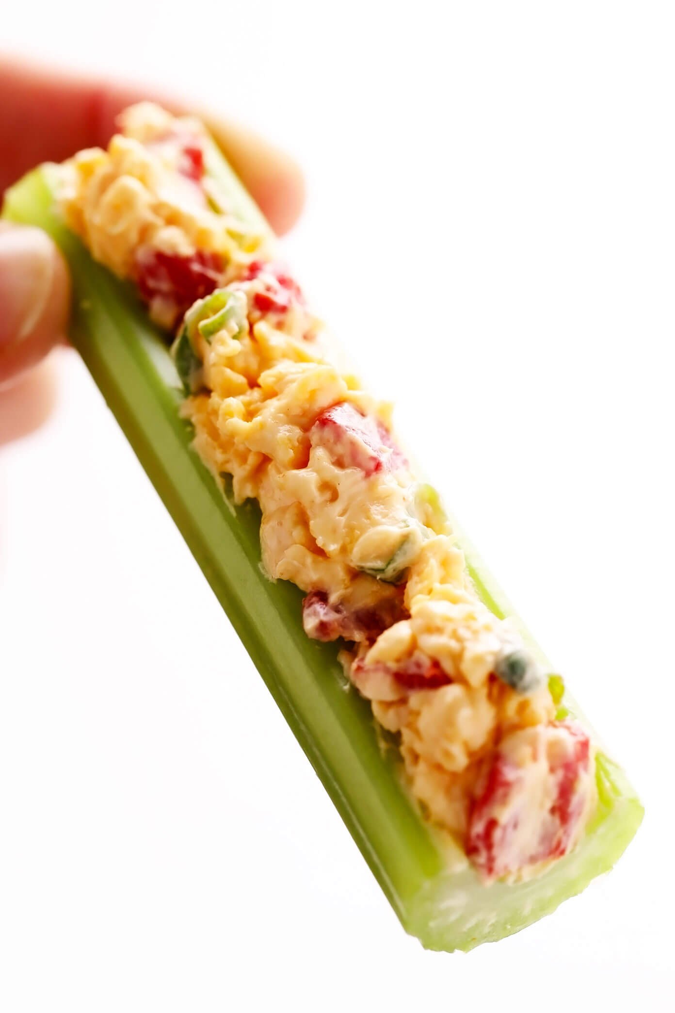 Palito de aipo com queijo pimentão