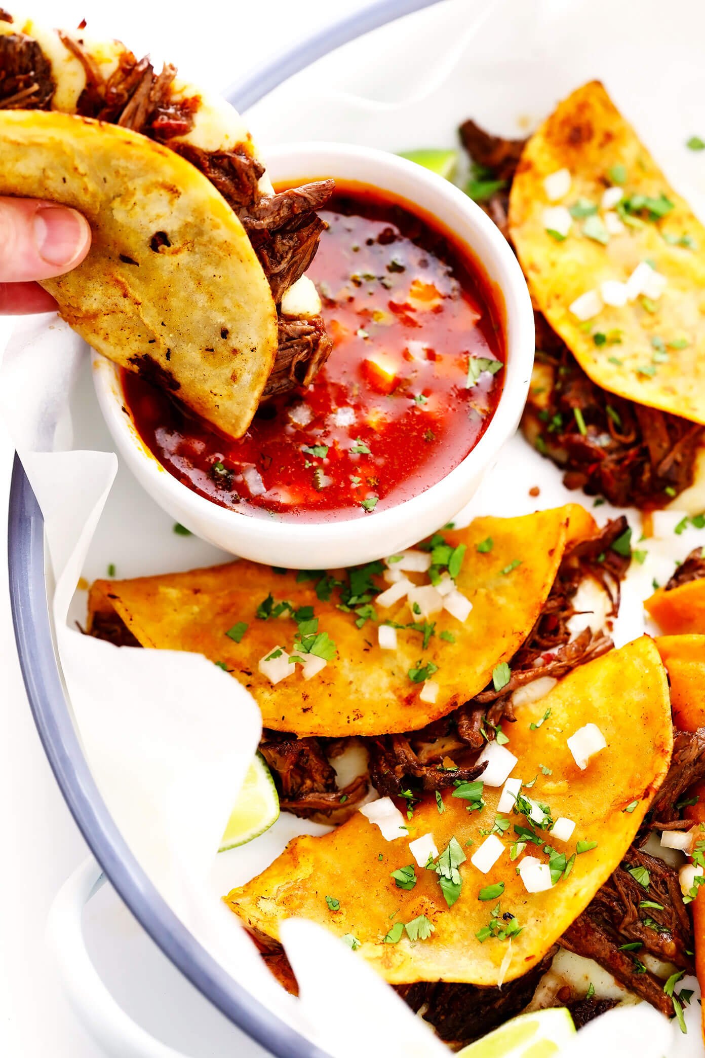 Birria Tacos (Quesatacos) with Consomme