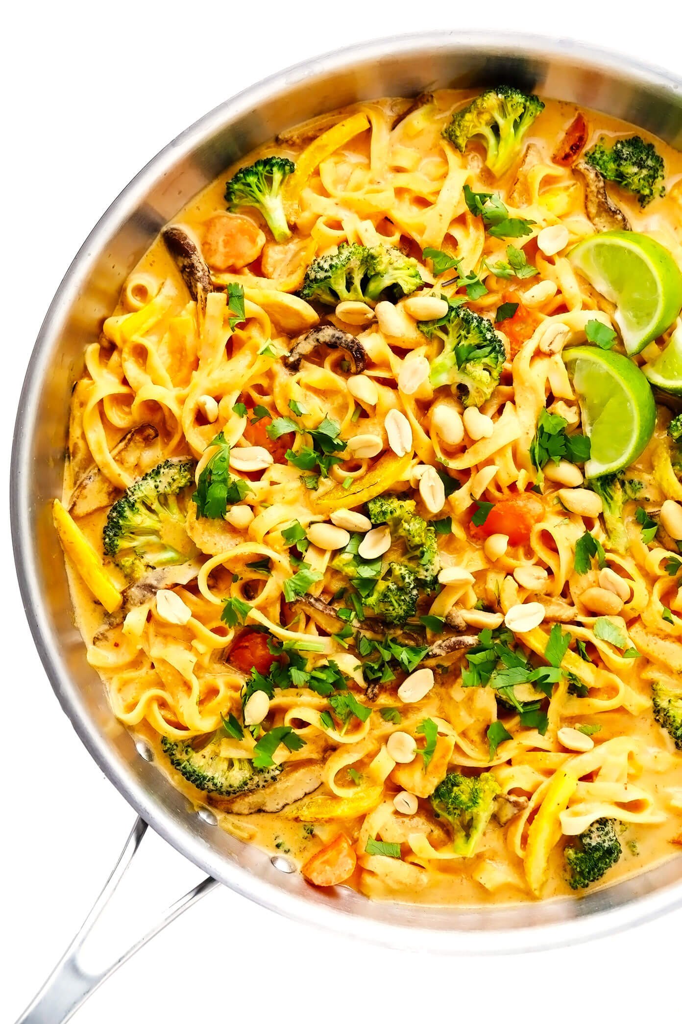 Thai Coconut Curry Peanut Noodles in Saute Pan