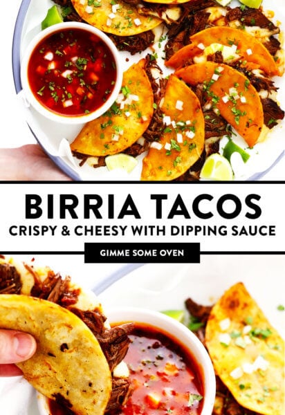 Birria Tacos (Crispy and Cheesy with Dipping Sauce)