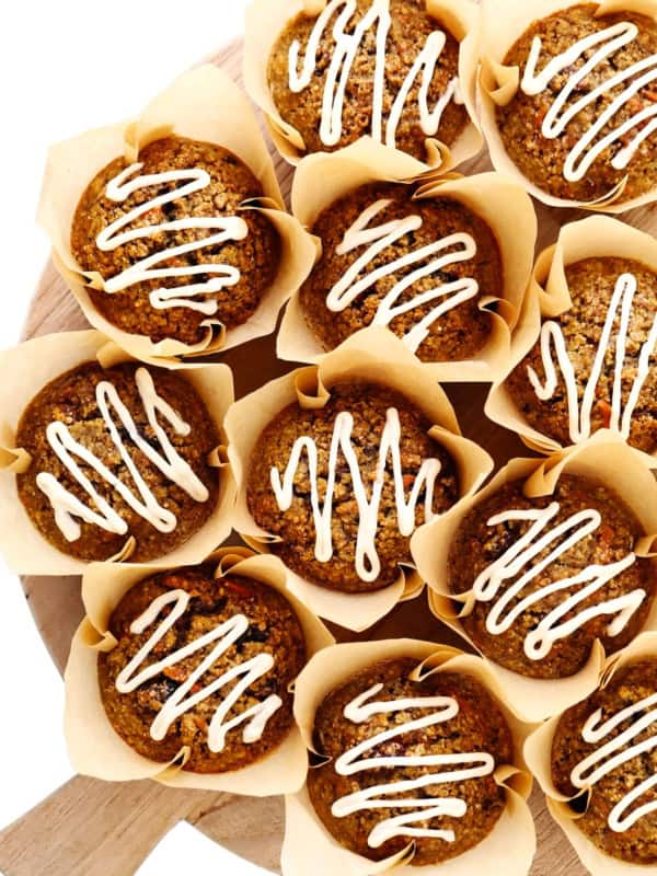 Healthy Carrot Cake Muffins with Cream Cheese Frosting