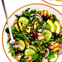 Grilled Halloumi Salad in Serving Bowls