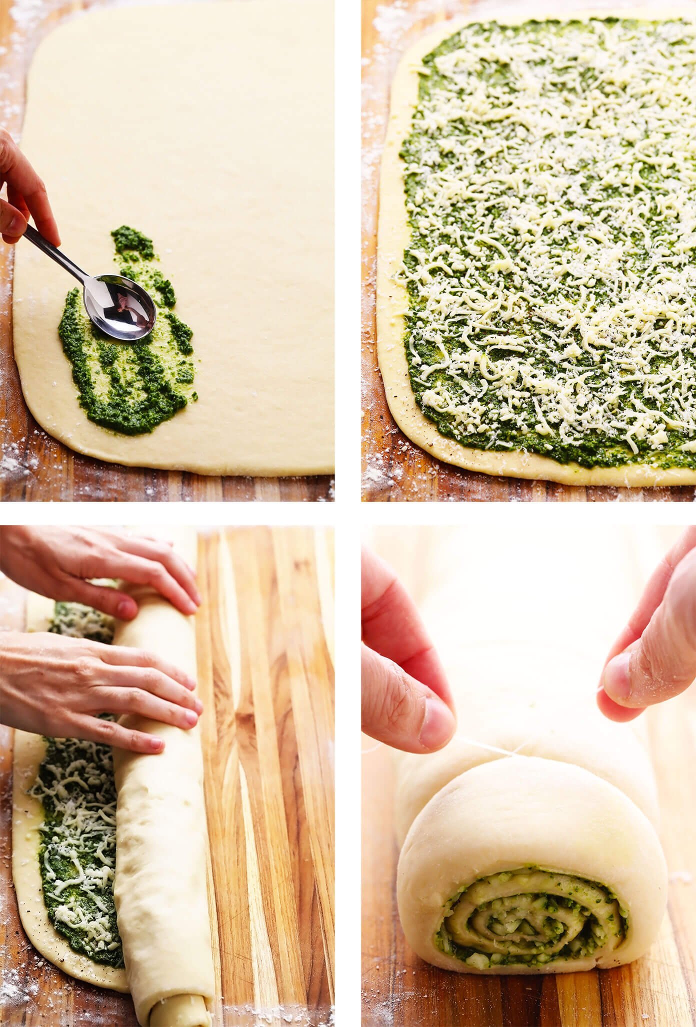 Step By Step of How To Make Cheesy Pesto Rolls