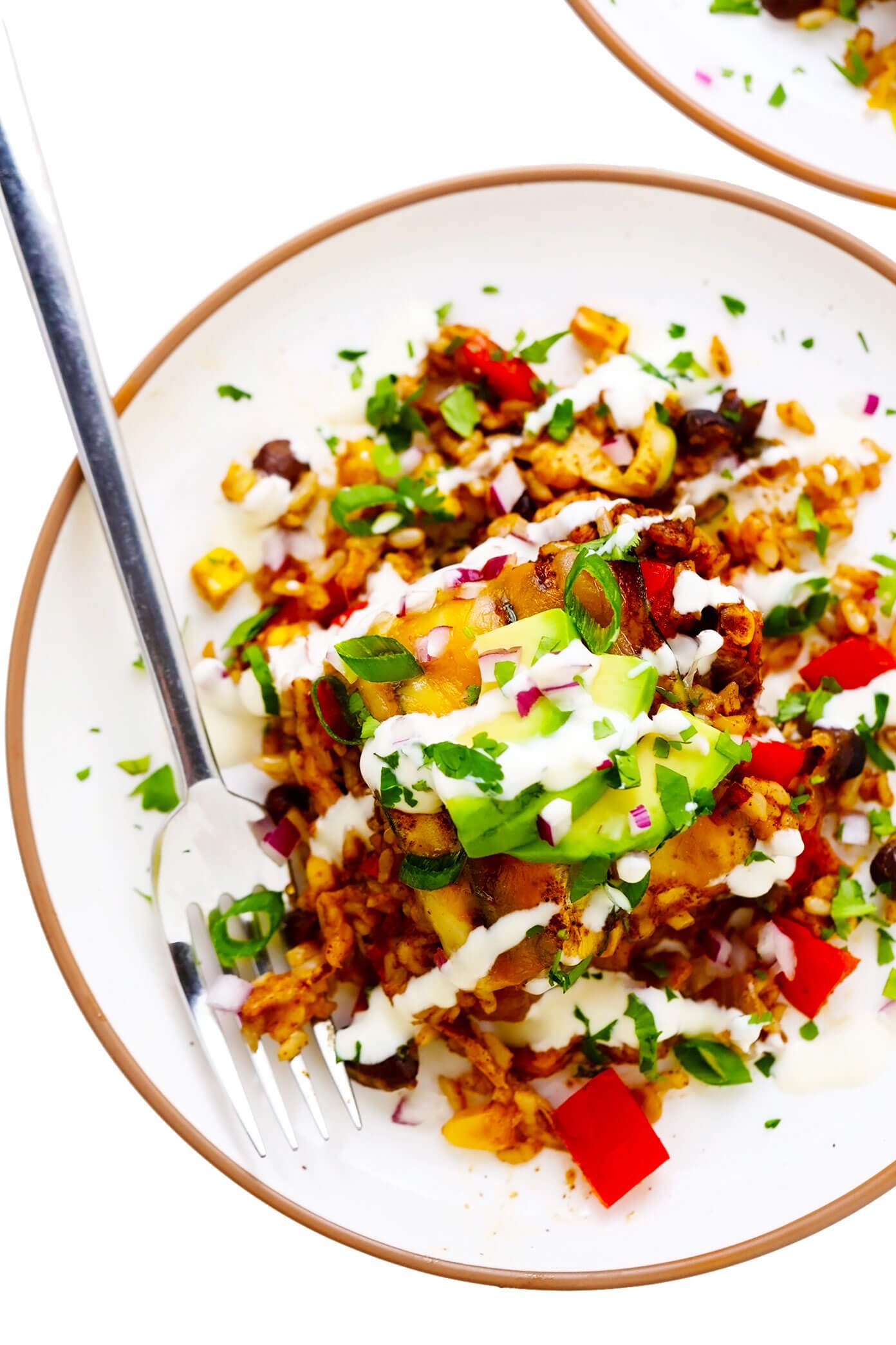 Zucchini Enchilada Casserole Slice on Plate