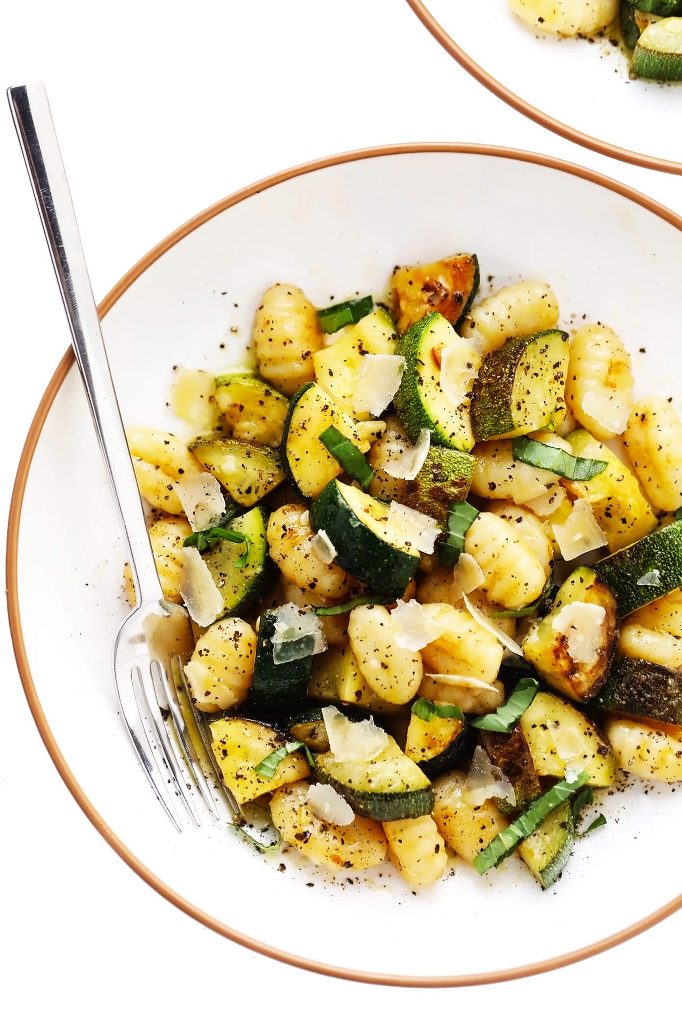 Lemon Basil Gnocchi with Zucchini in Serving Bowl