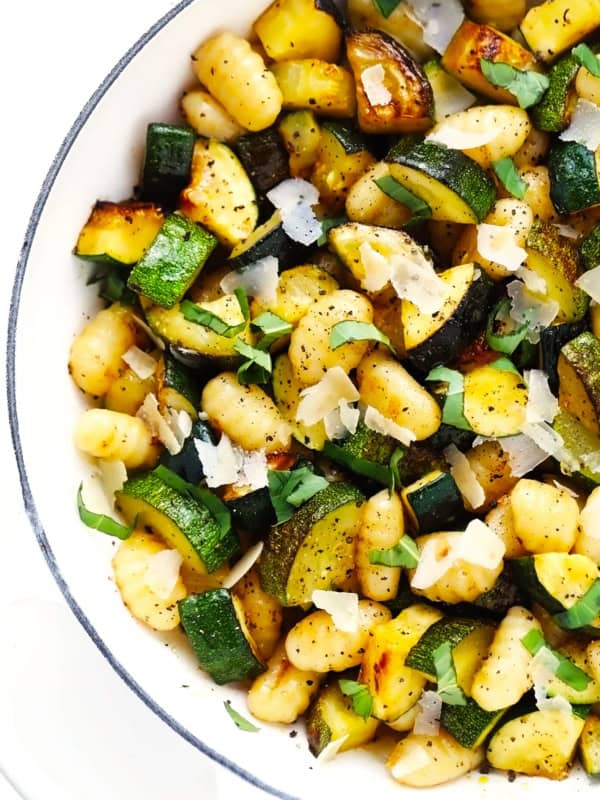 Lemon Basil Gnocchi with Zucchini in Saute Pan