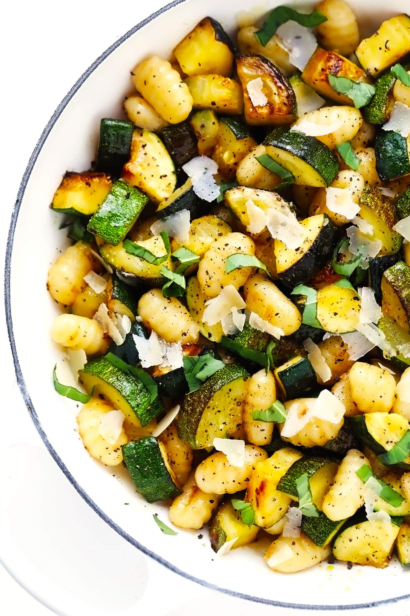 Lemon Basil Gnocchi with Zucchini in Saute Pan