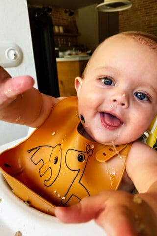 Teo in his high chair