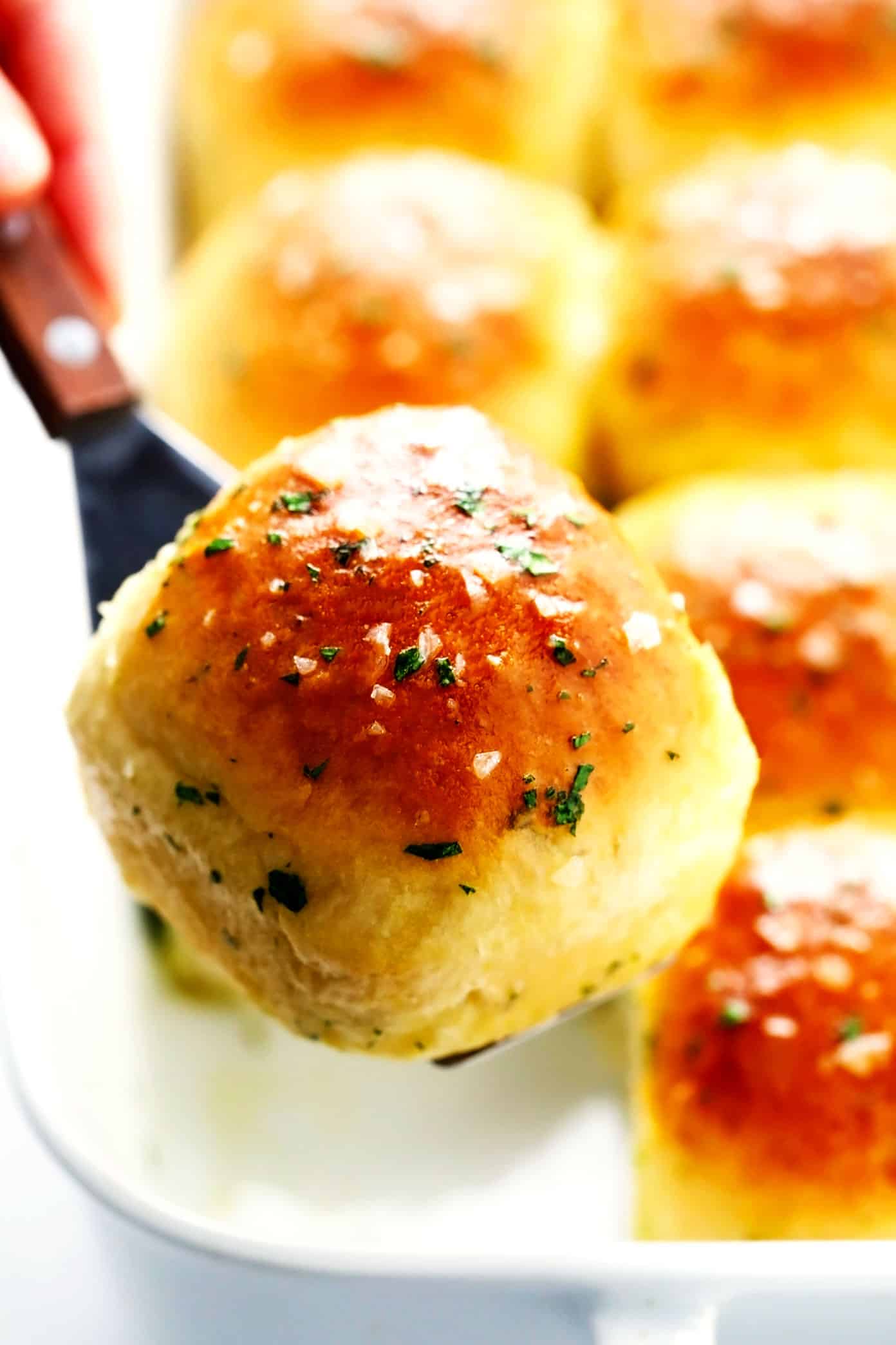 Rosemary Garlic Dinner Rolls Closeup