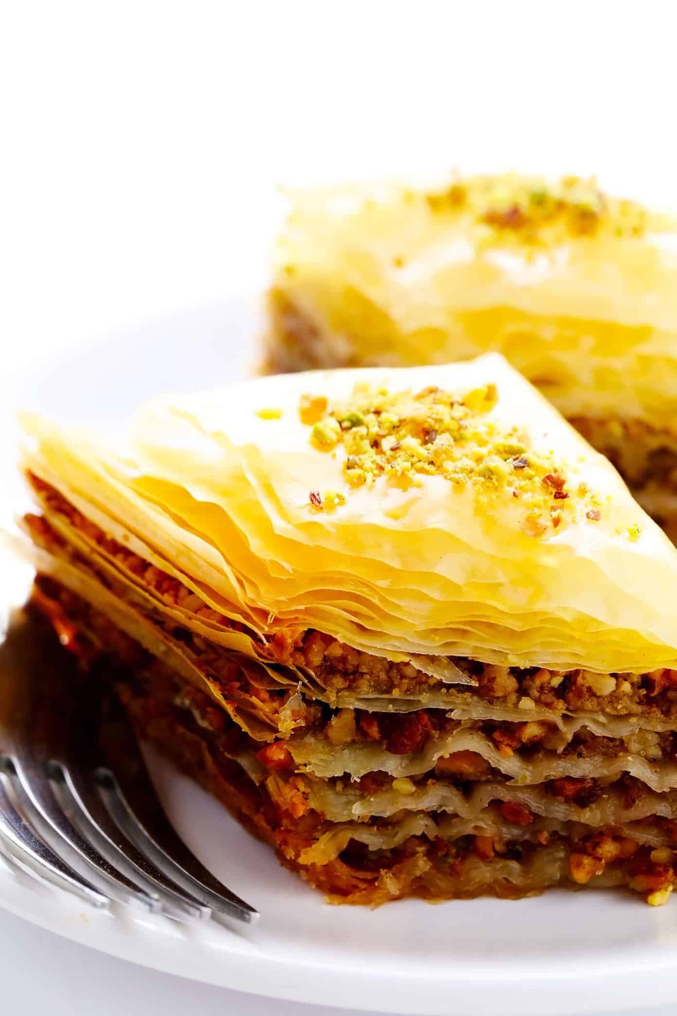 Individual pieces of homemade baklava