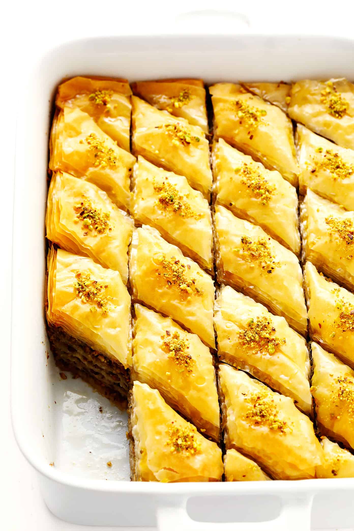 Pan of homemade baklava