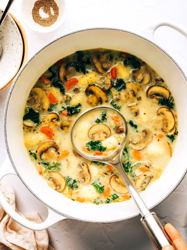 Gnocchi, Mushroom and Kale Soup