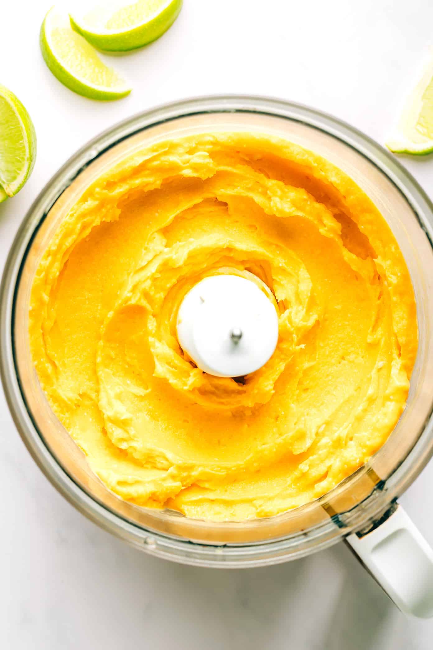 Mango Lime Sorbet in Food Processor