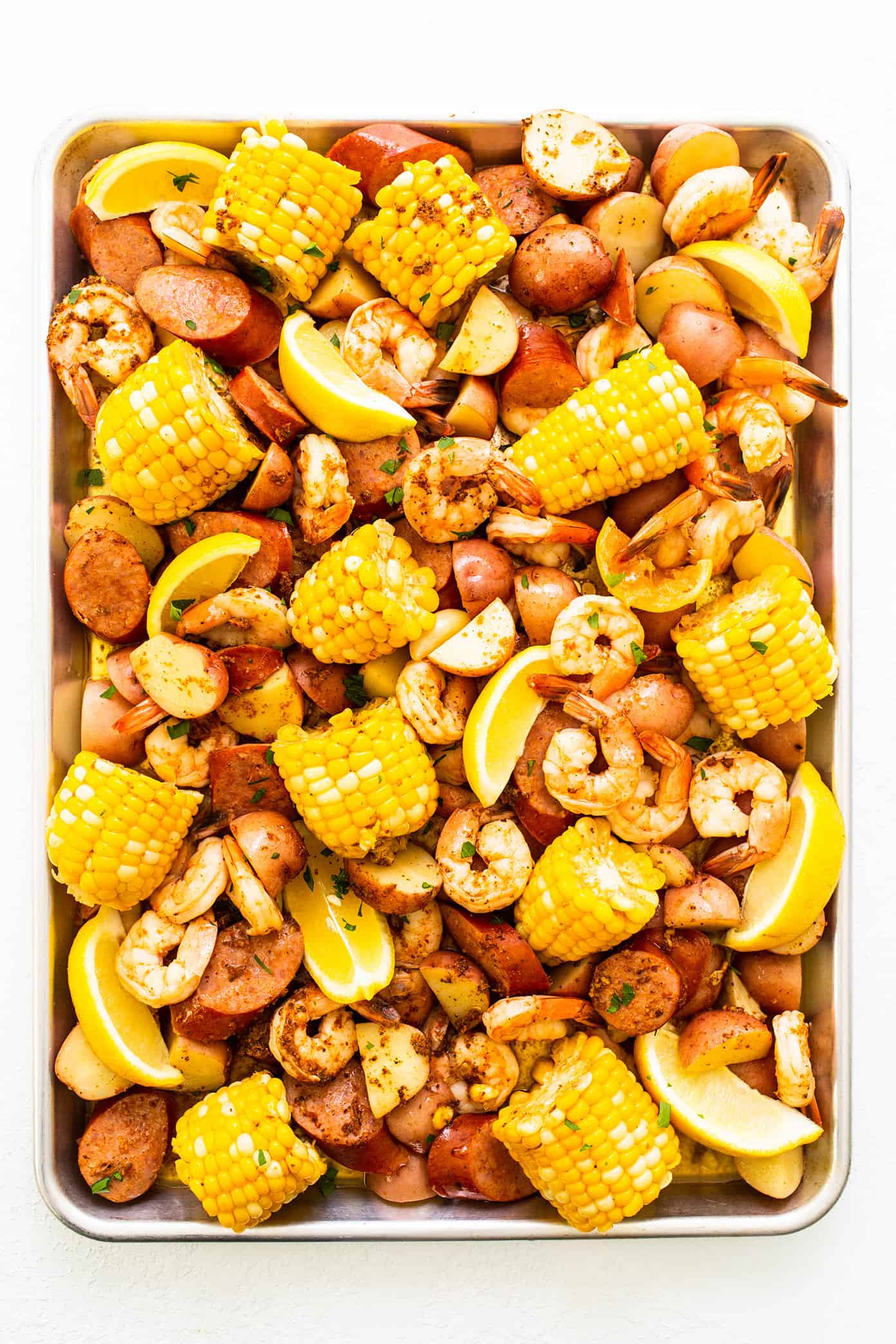 Shrimp Boil with Lemon Brown Butter Sauce | Gimme Some Oven