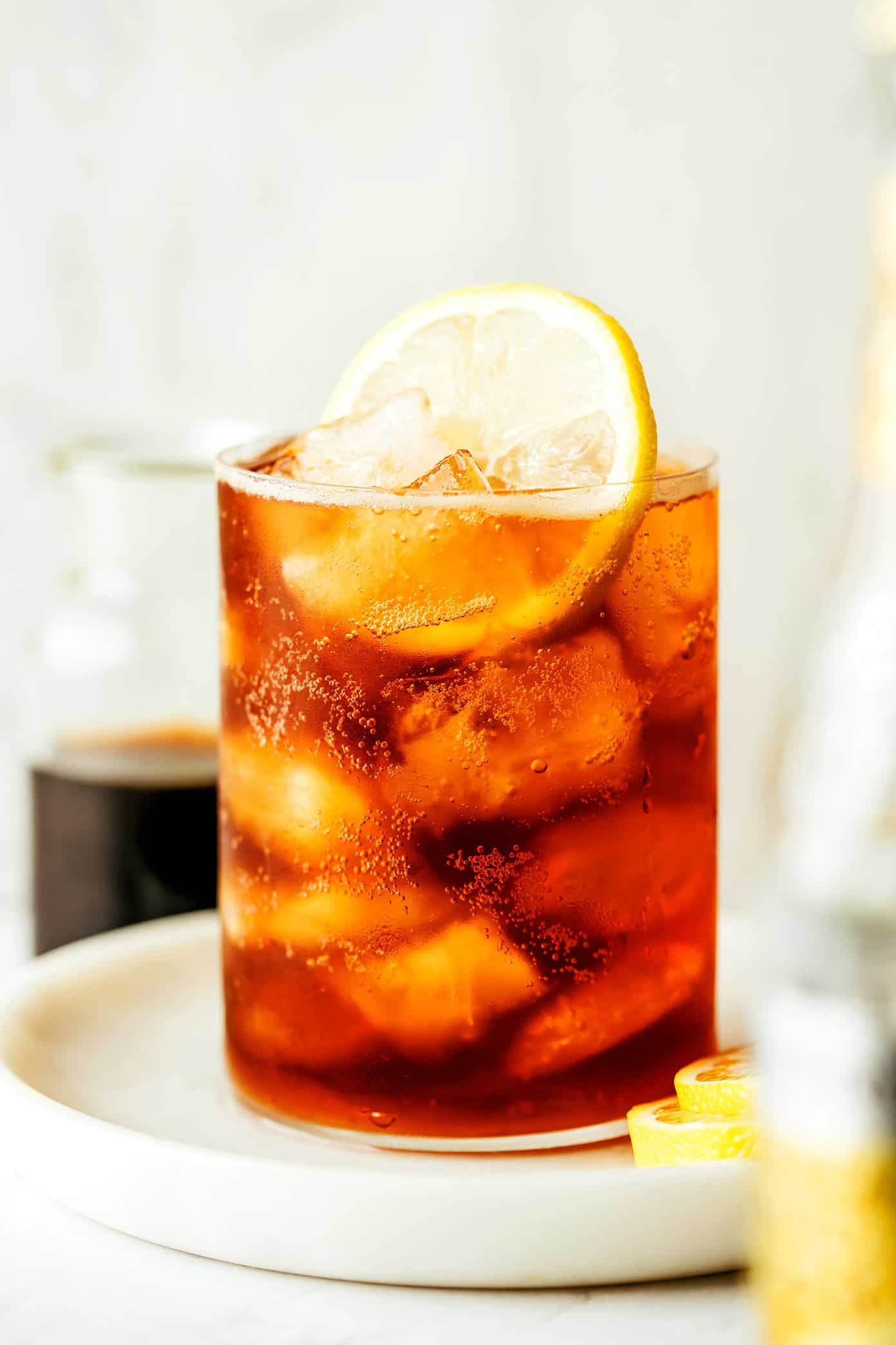 Cold Brew Tonic Drink in Glass with lemon