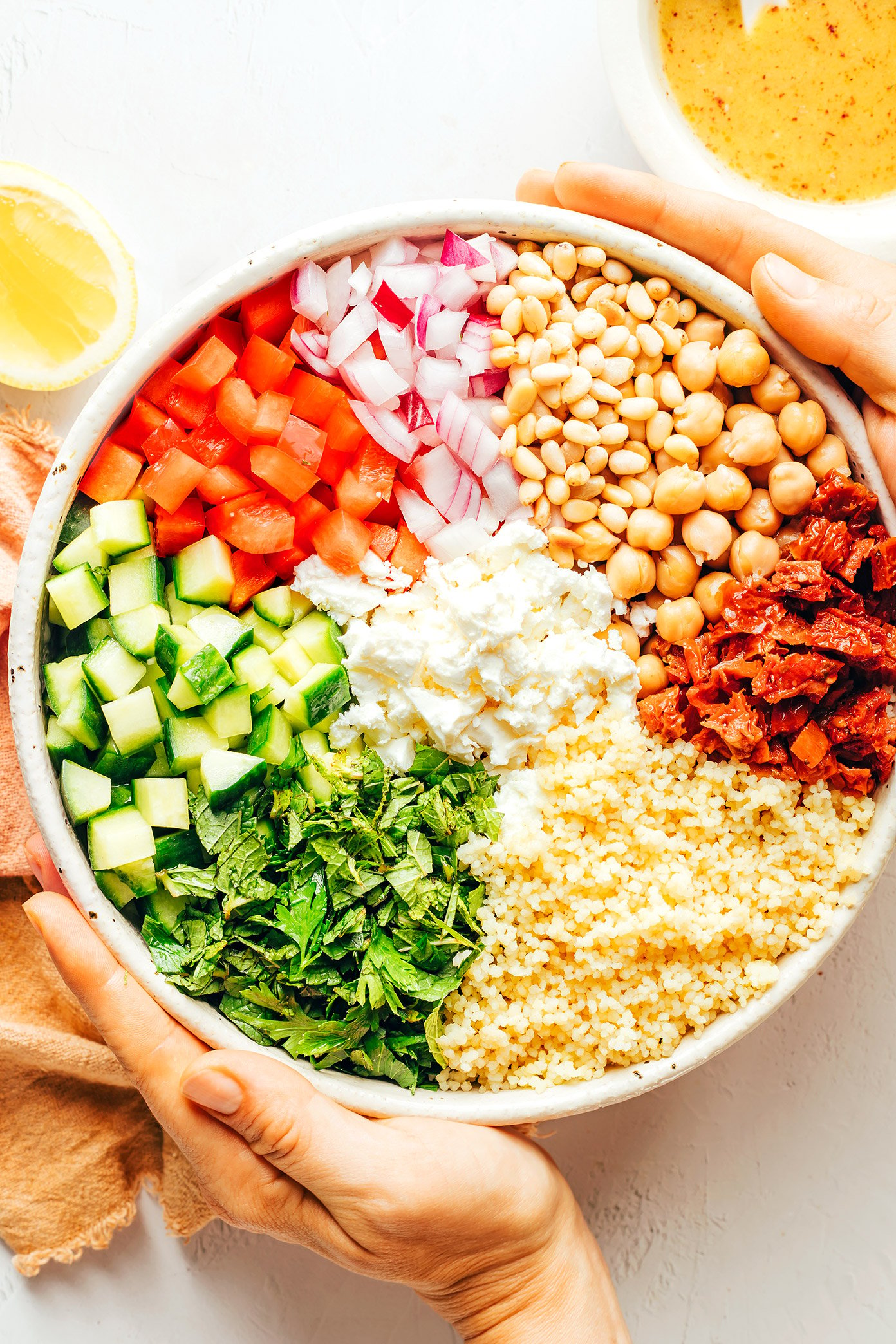 Couscous Salad Ingredients in Bowl