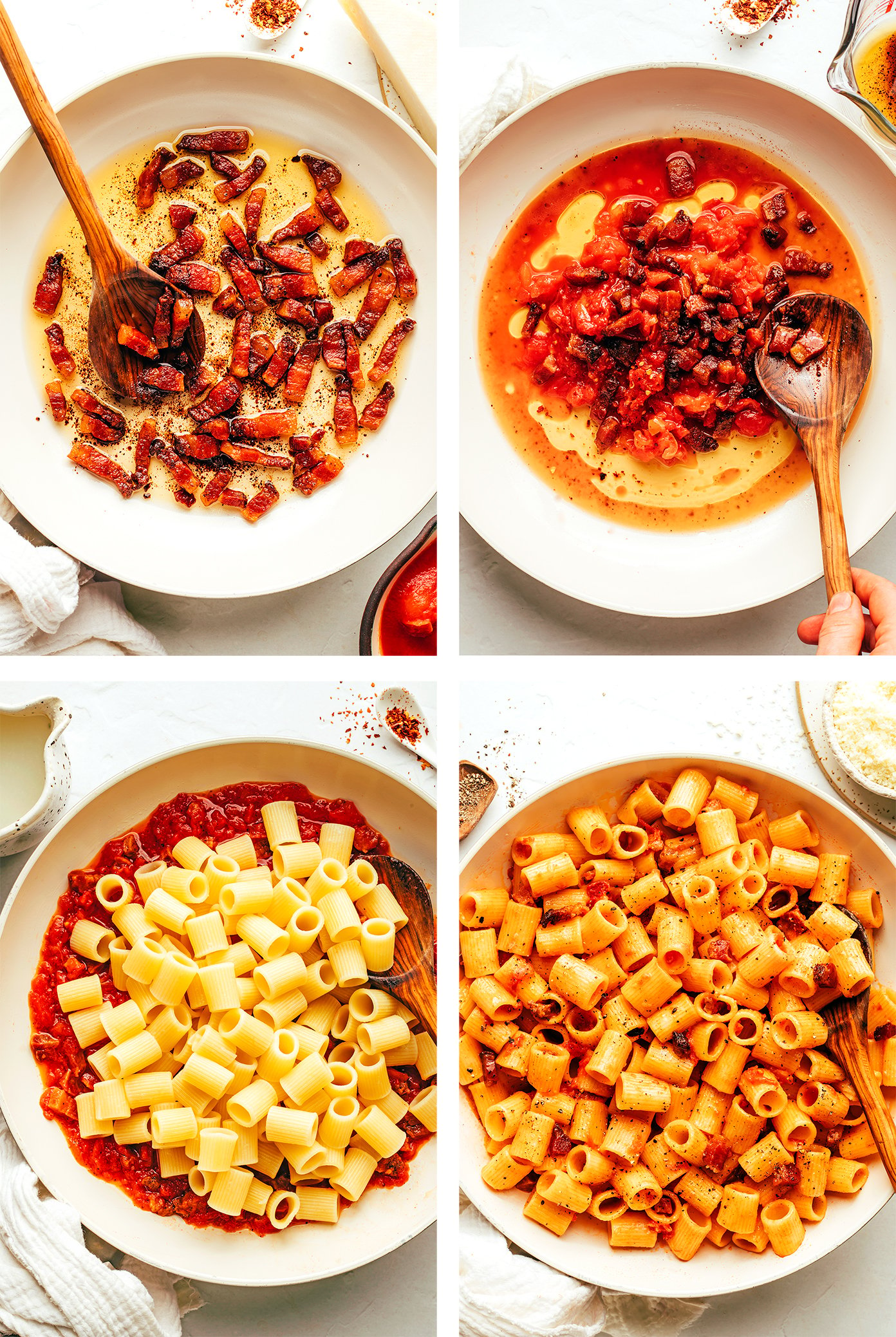 Step by step photos of how to make Amatriciana