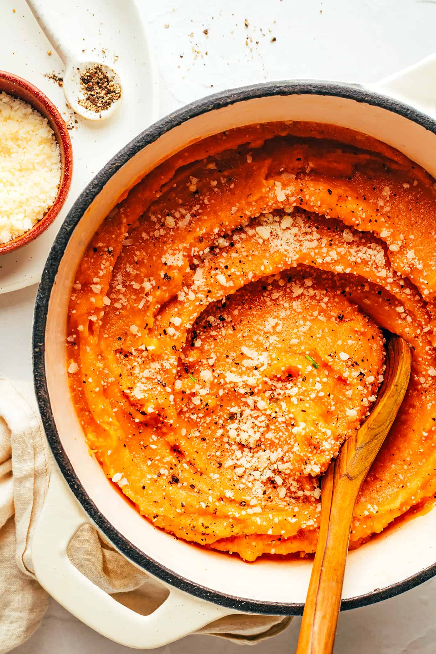 Garlic Parmesan Mashed Sweet Potatoes