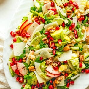 Favorite Holiday Green Salad (with Pomegranate, Apple, Walnut, Avocado and Parmesan)