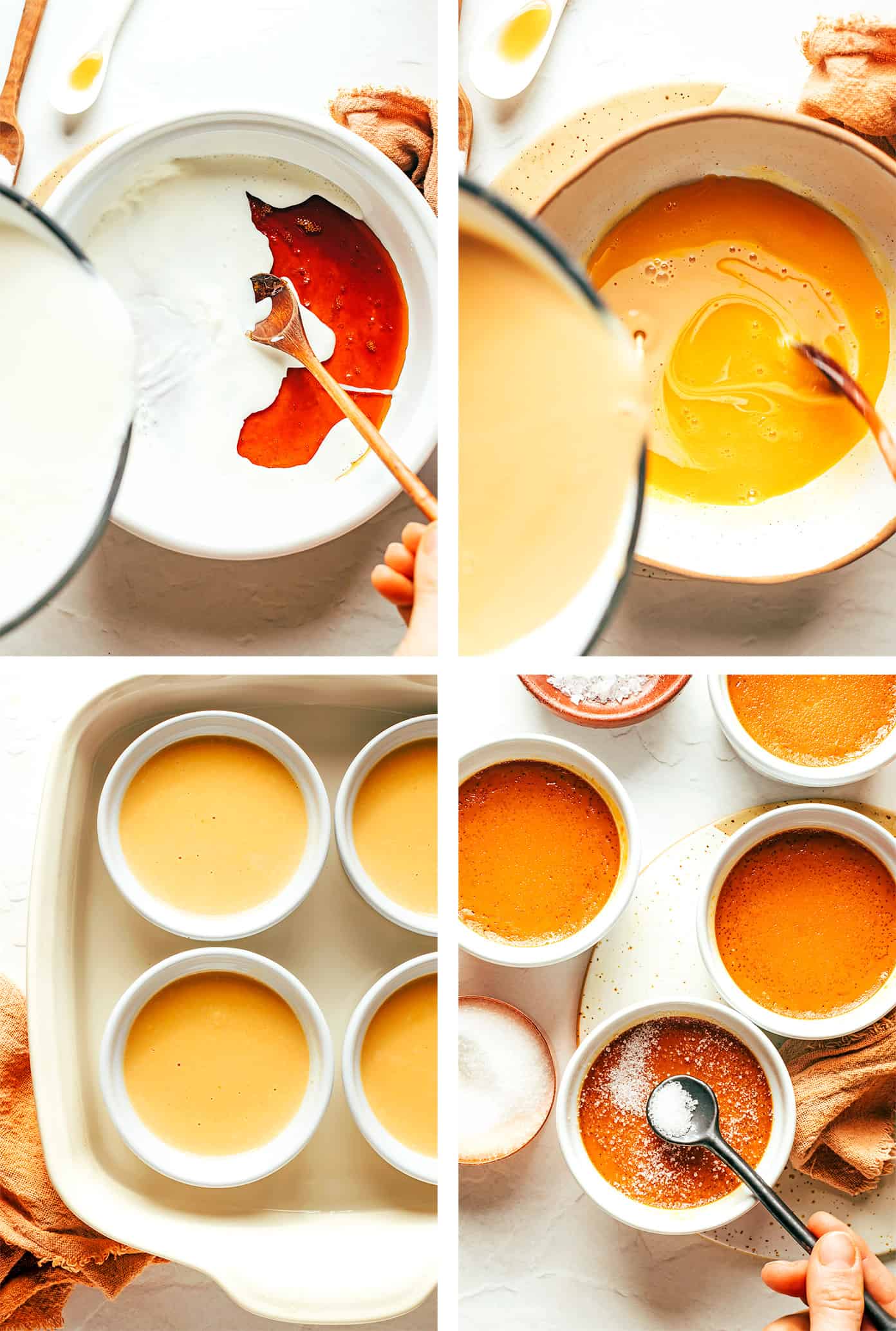 Step by step photos for how to make crème brûlée