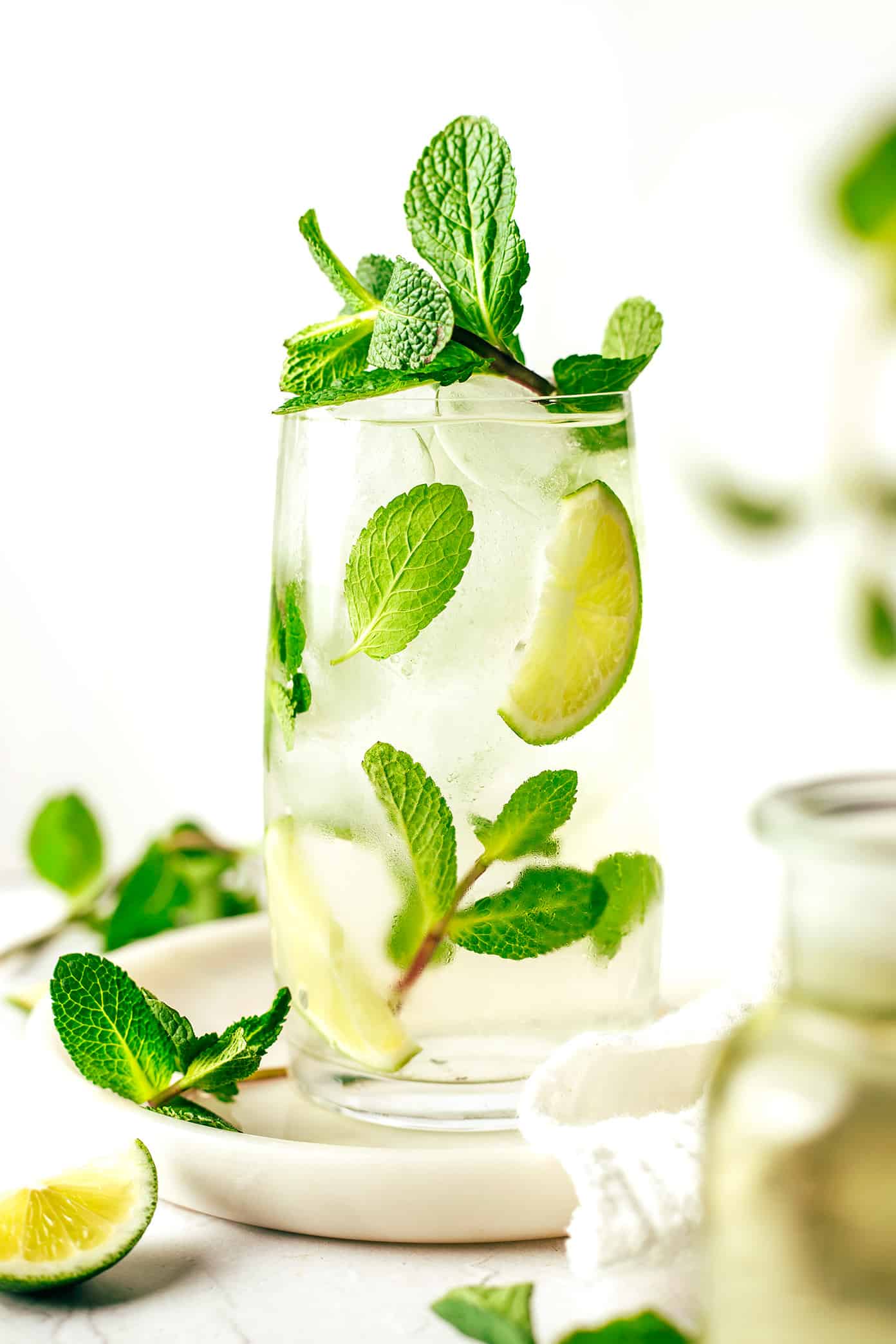 Iced Fresh Mint Tea in Glass