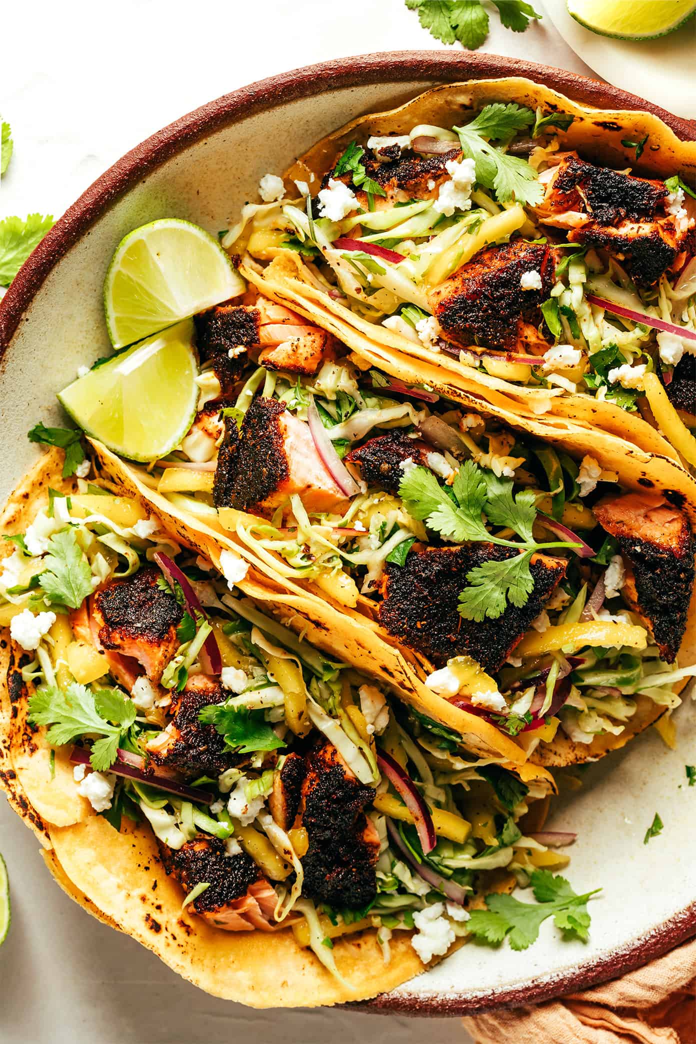 Blackened Salmon Tacos with Lime