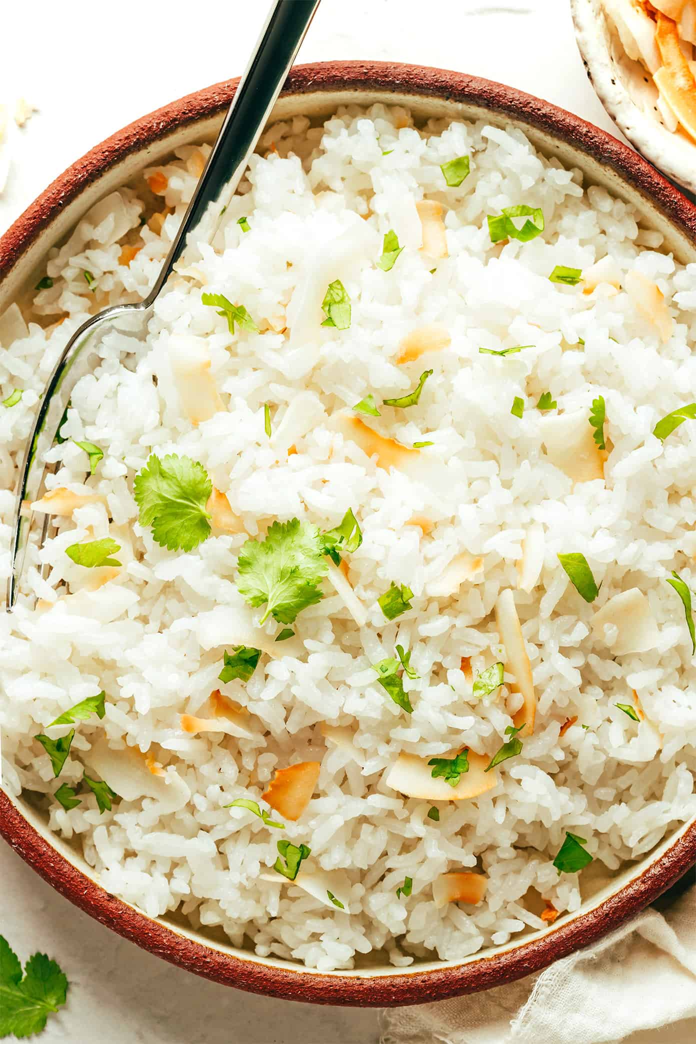 Bowl of coconut rice with cilantro