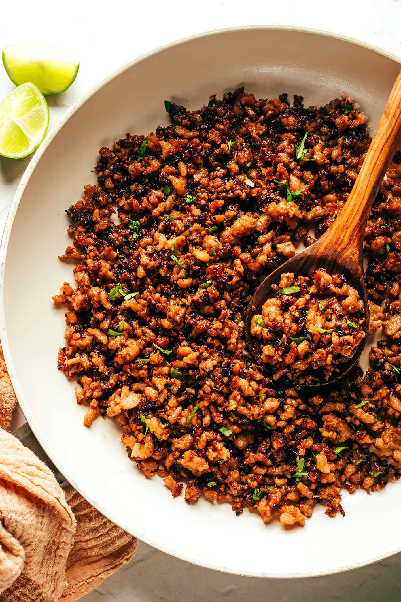 Caramelized Ginger Lime Pork in Saute Pan