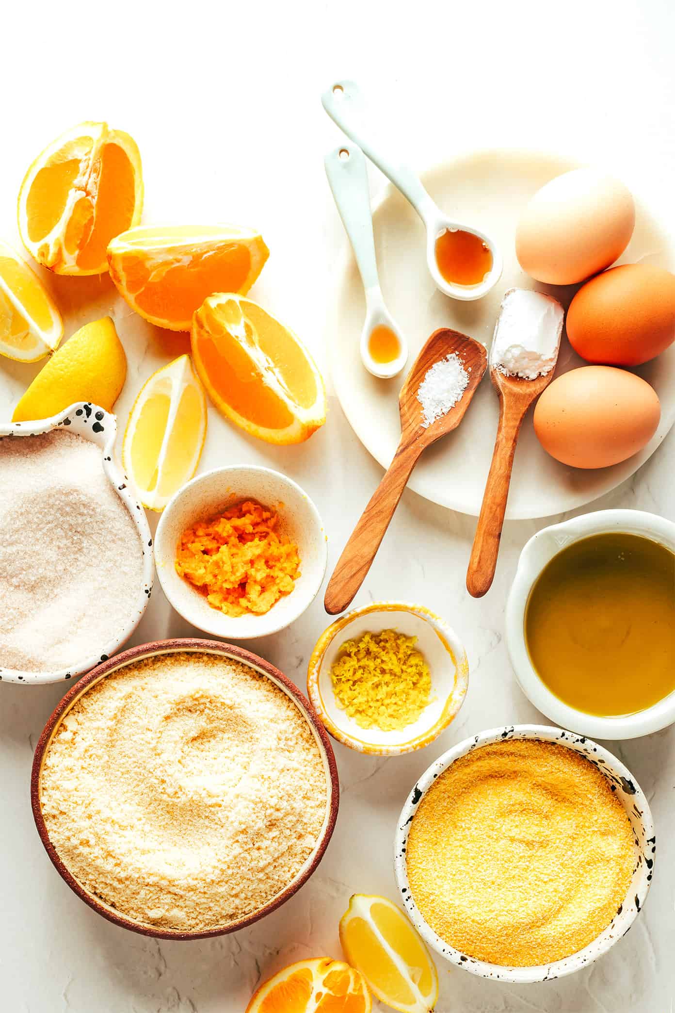 Ingredientes do bolo cítrico de azeite de oliva