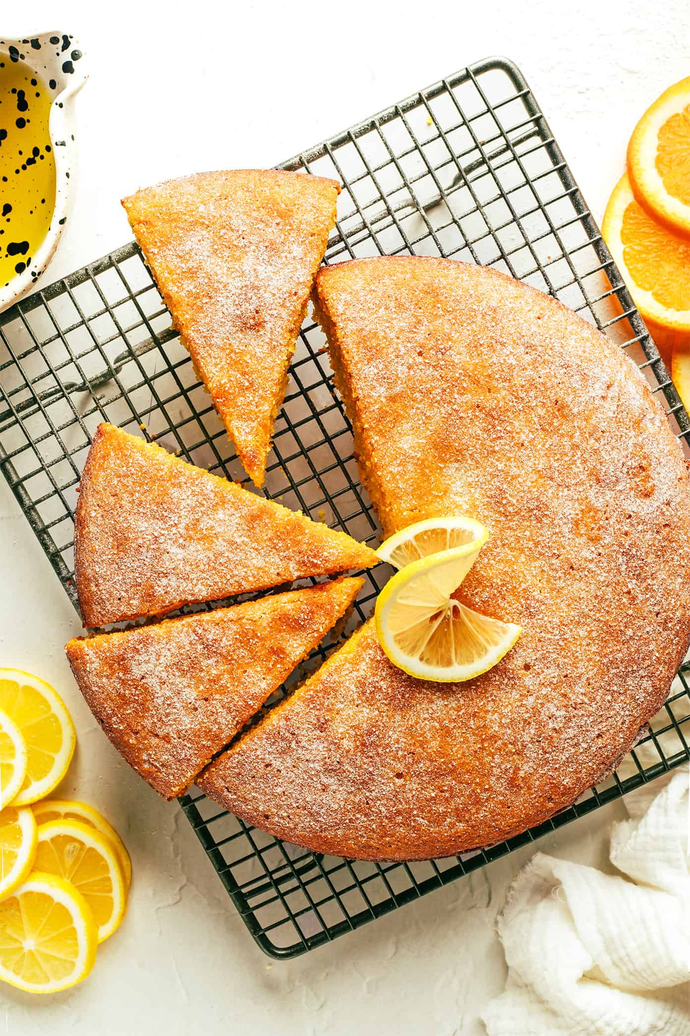Citrus Olive Oil Cake on Wire Cooling Rack