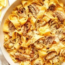 Lemon Butter Pasta with Roasted Artichokes and Fennel