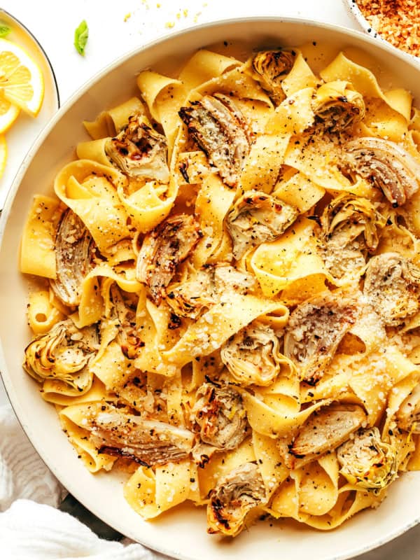 Lemon Brown Butter Pasta with Roasted Artichokes and Fennel