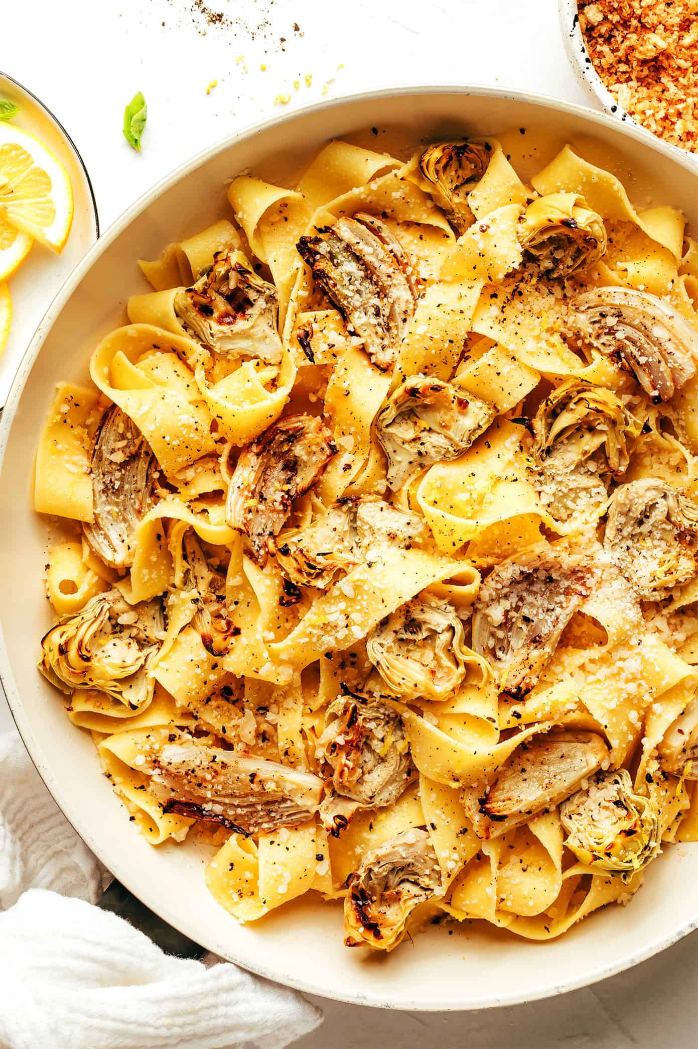 Lemon Brown Butter Pasta with Roasted Artichokes and Fennel