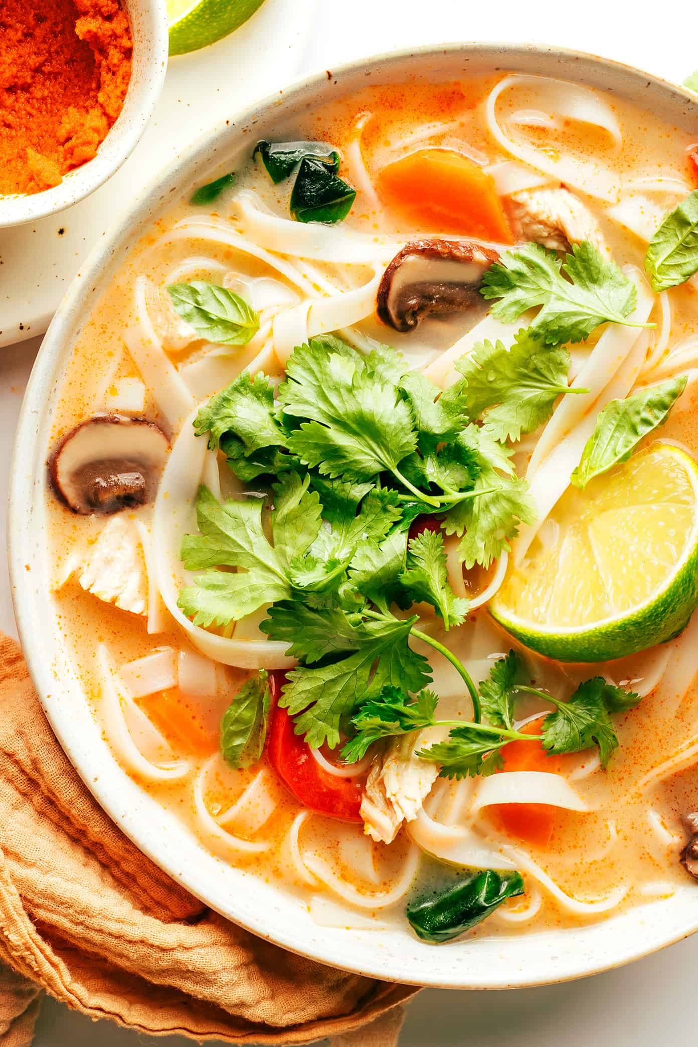 Bowl of Thai Chicken Noodle Soup