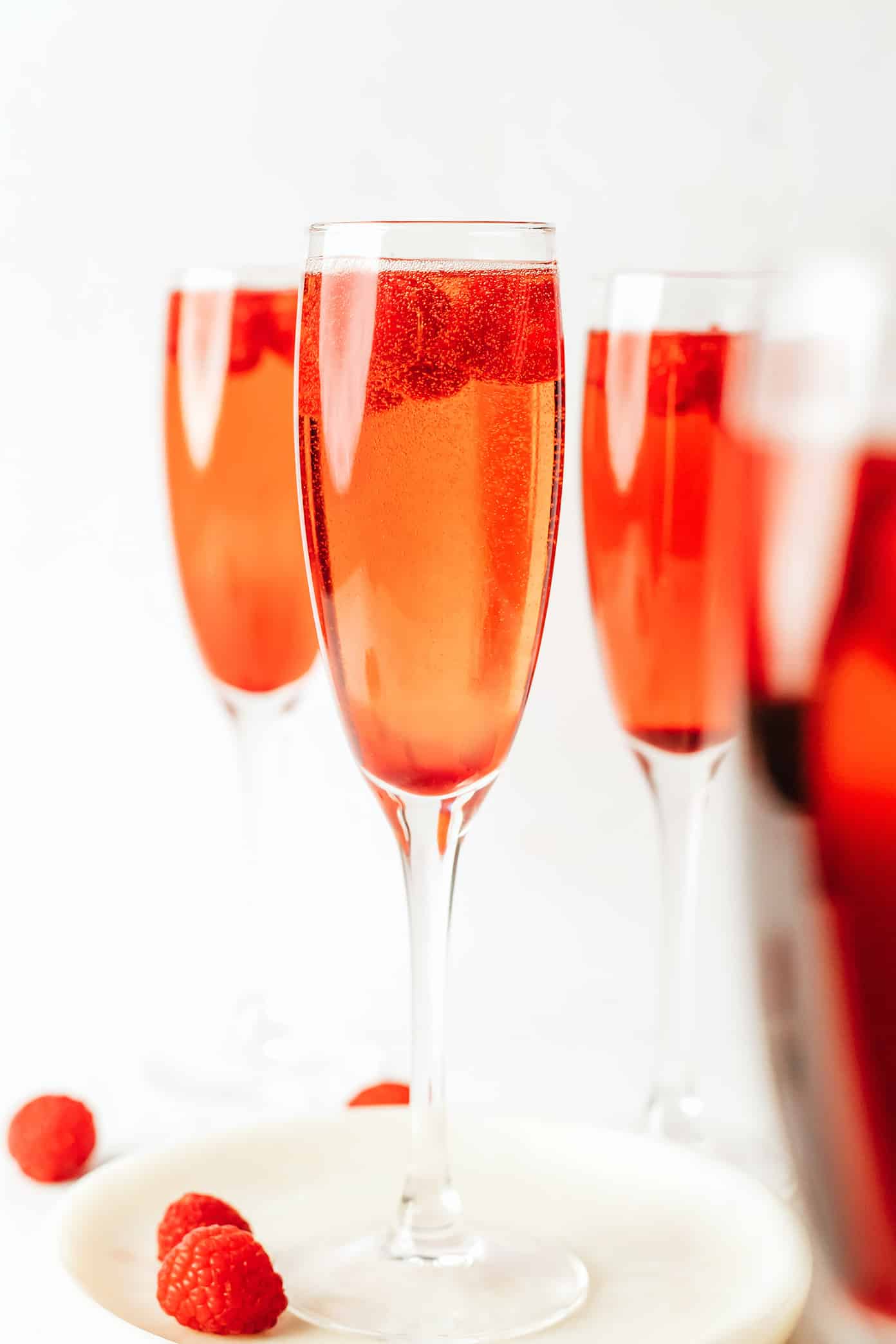 Kir Royale with Raspberries