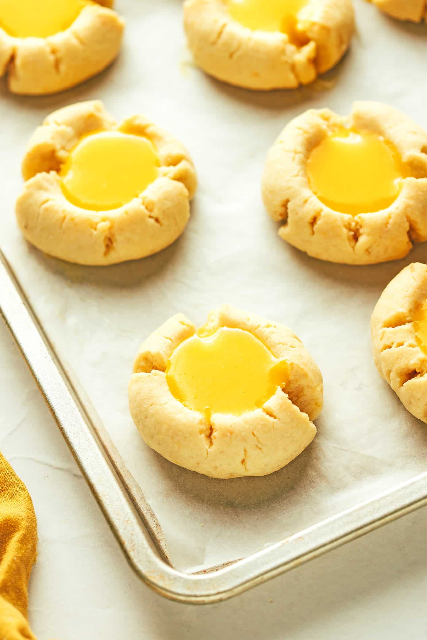 Lemon thumbprints on baking sheet