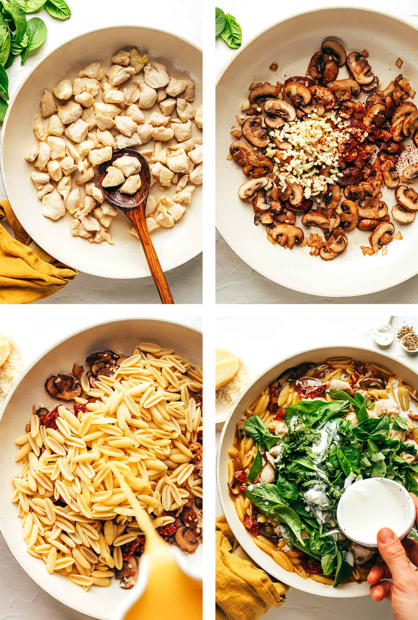 Step by step photos showing how to make this one pot pasta