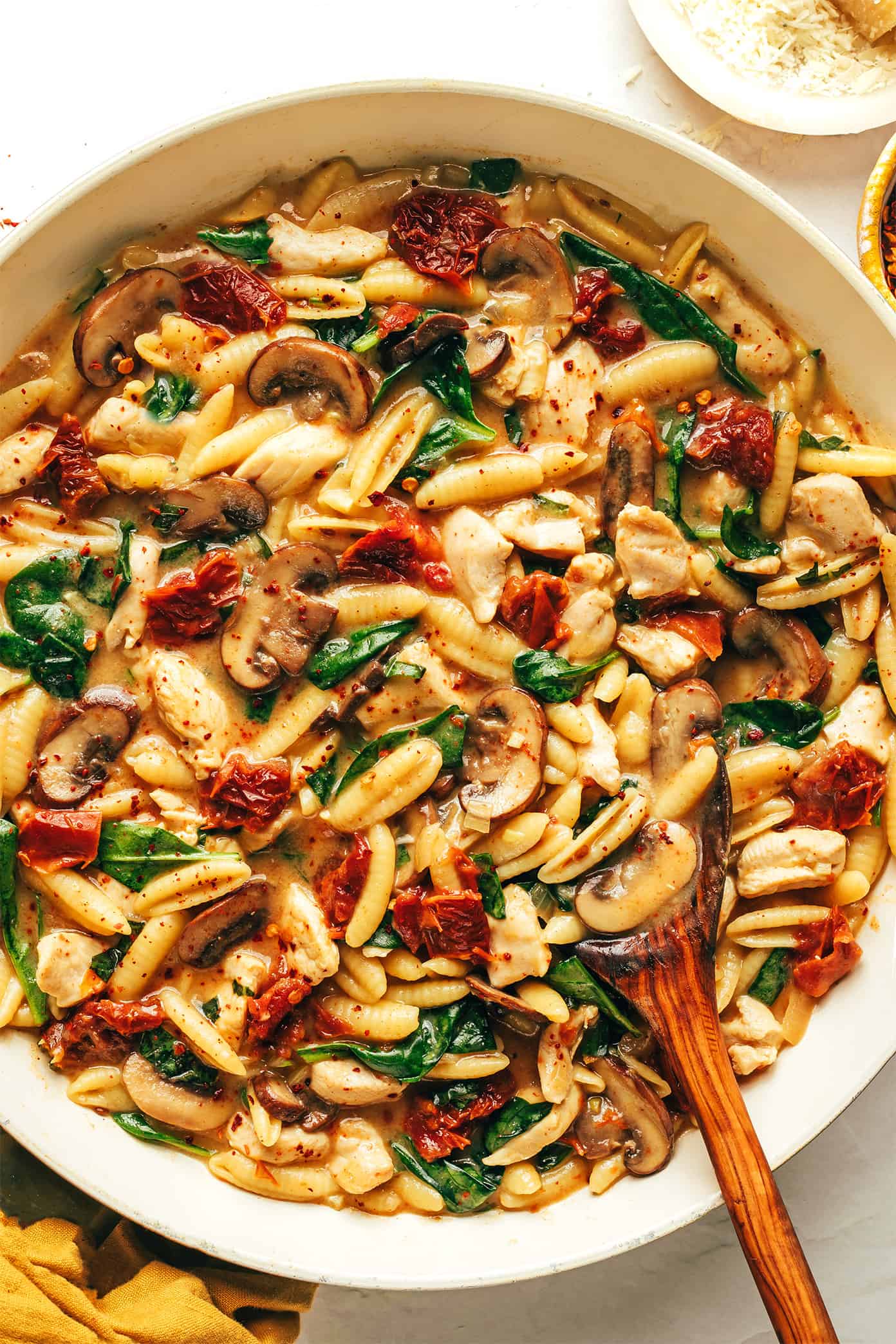 One Pot Creamy Sun-Dried Tomato Pasta in Pan