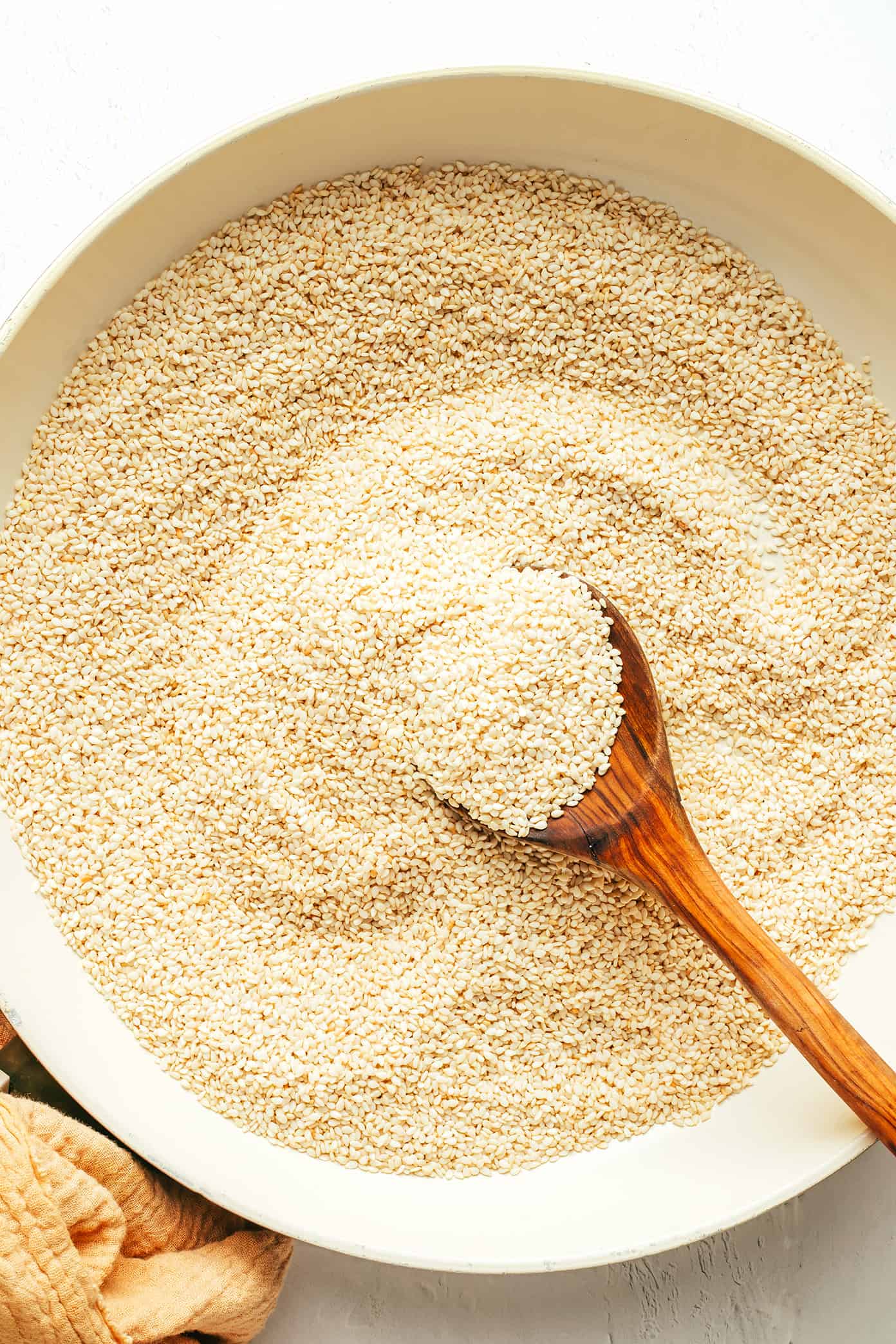 Toasting sesame seeds to make homemade tahini