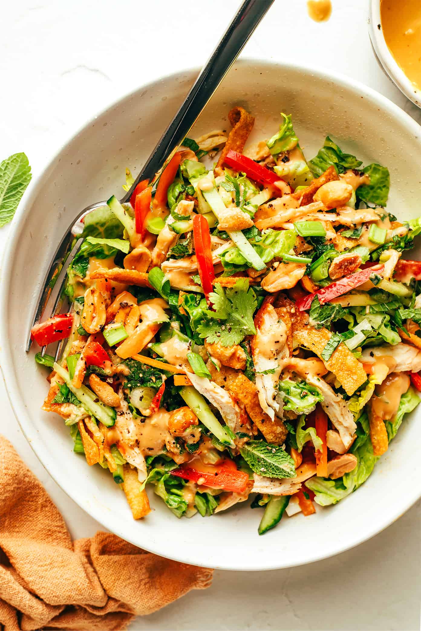 Wonton Chinese Chicken Salad - Oh Sweet Basil