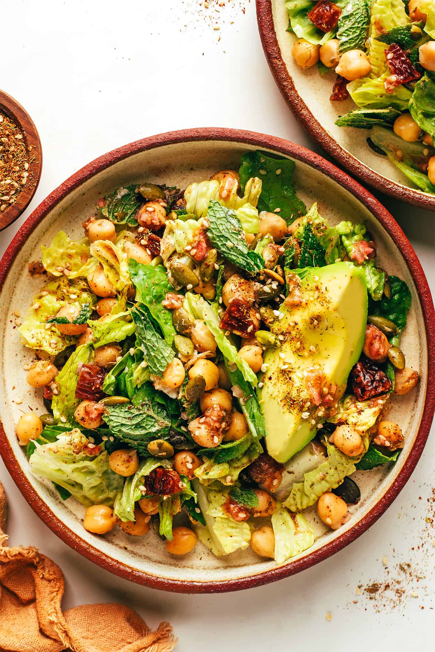 Chickpea Date and Avocado Salad in Bowls