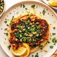 Cauliflower Steaks with Hummus and Gremolata