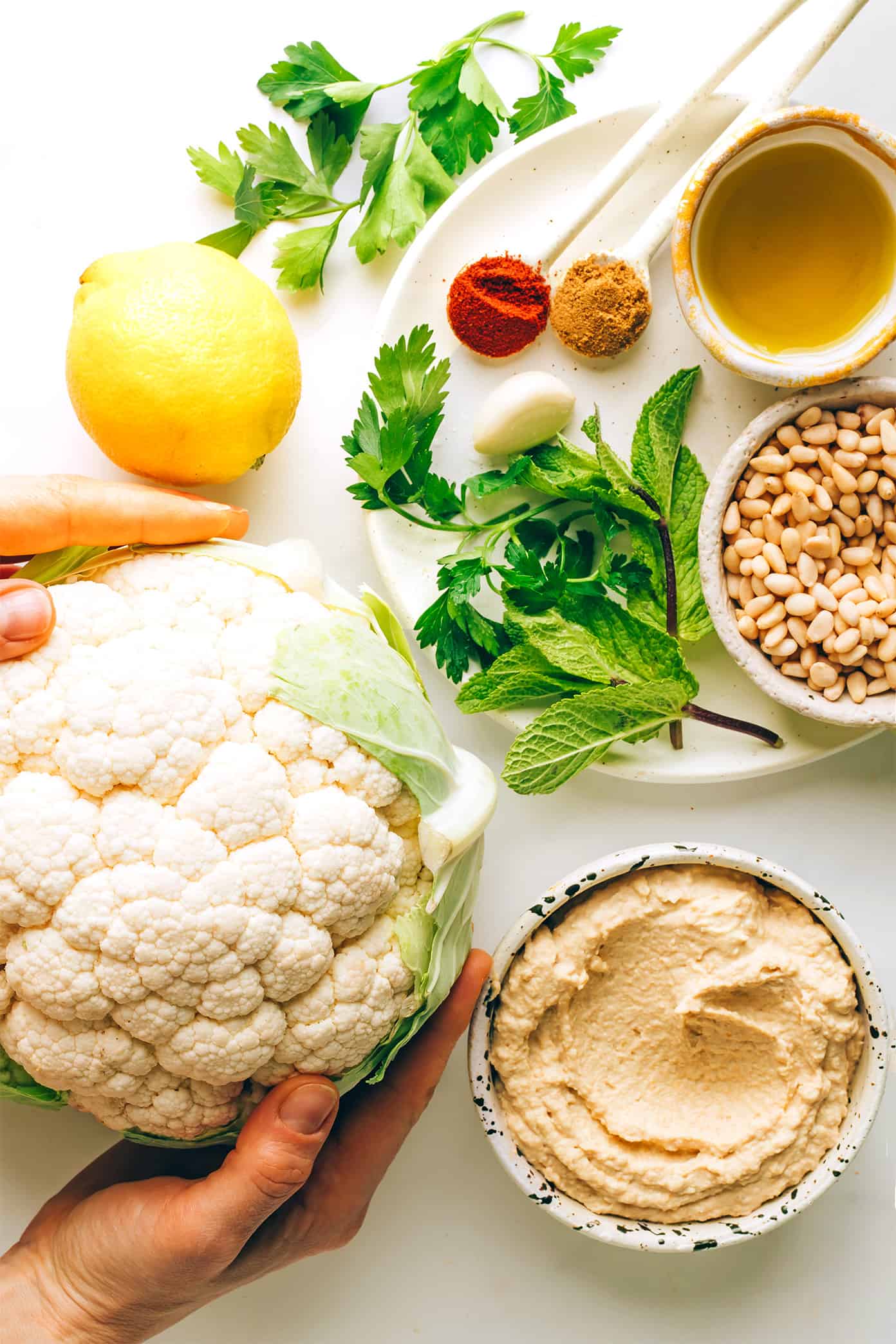 Cauliflower Steaks with Hummus and Gremolata