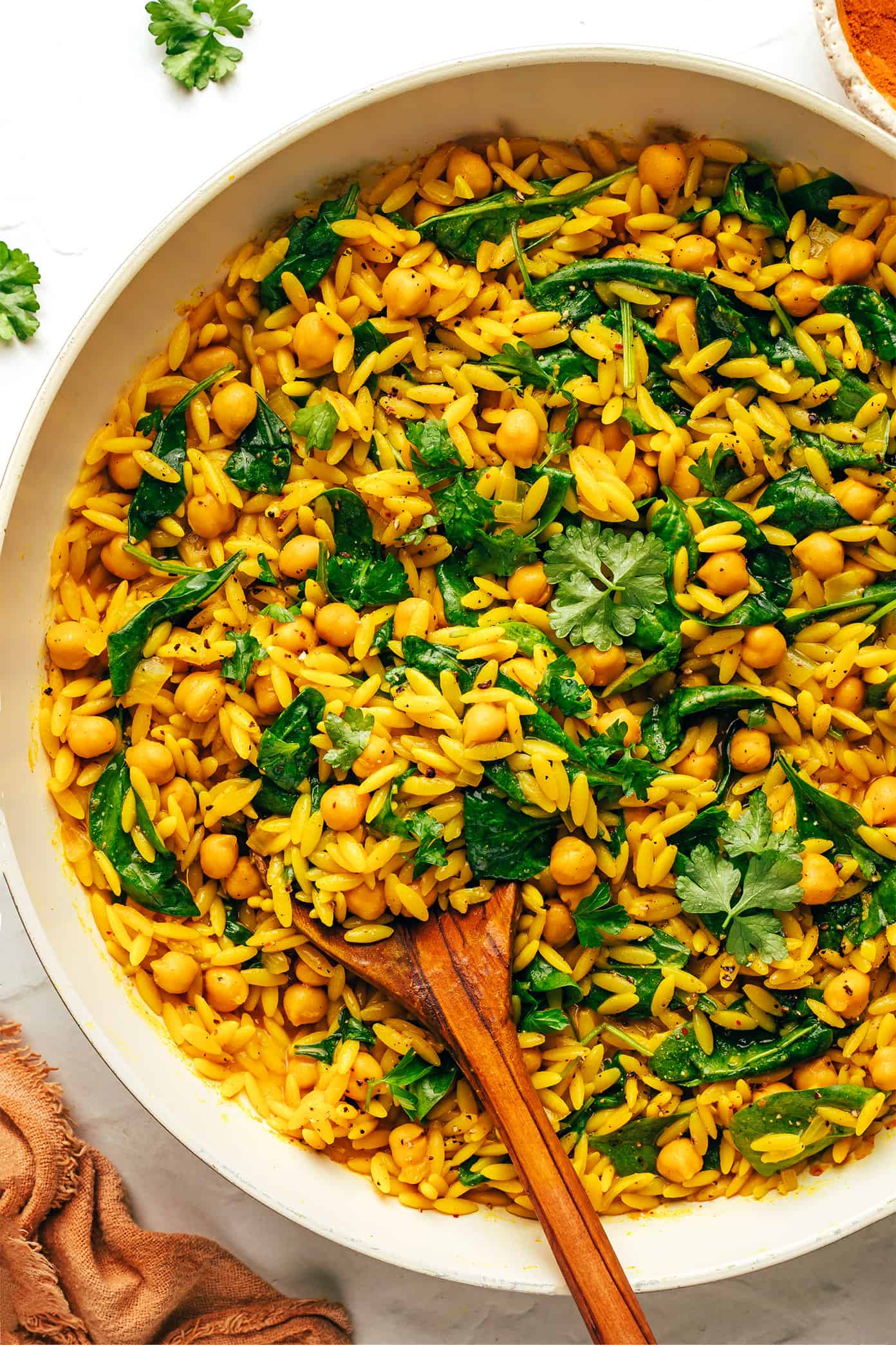 Lemony Spiced Orzo and Chickpeas - Gimme Some Oven