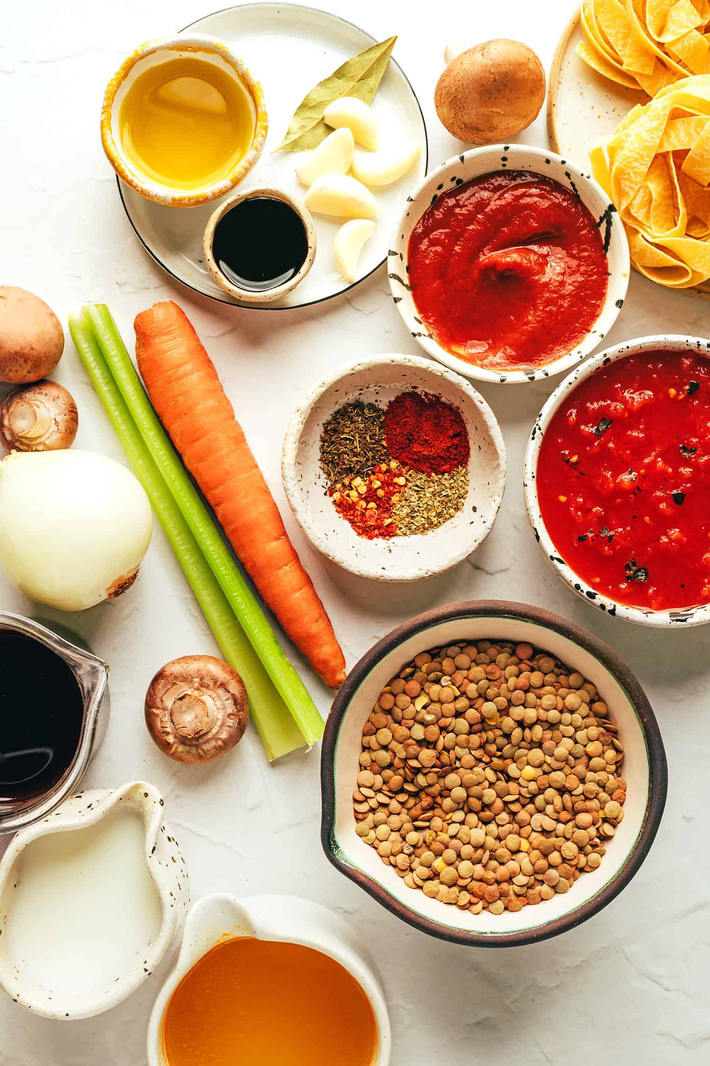 Vegetarian bolognese ingredients